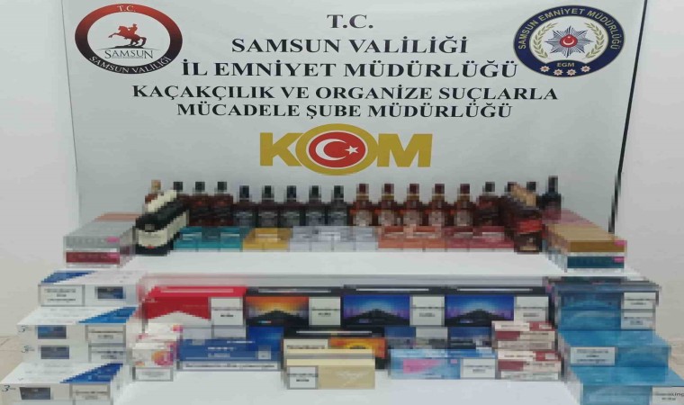 Samsunda kaçak içki ve sigara ele geçirildi