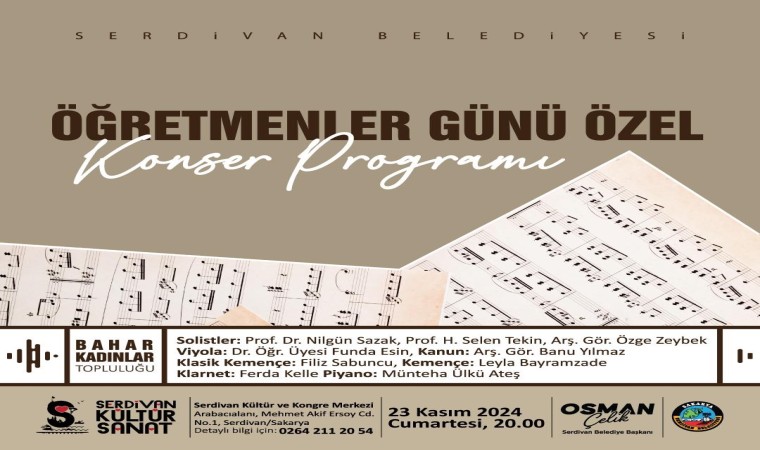 Serdivan Belediyesi öğretmenlere özel konser düzenleyecek