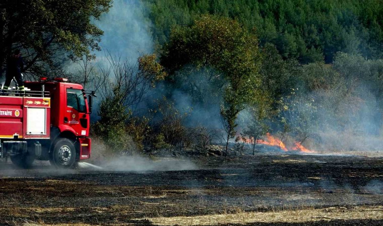 Yeniköyde anız yangını hızlı müdahale ile söndürüldü