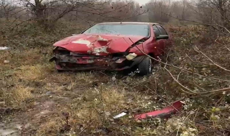 Bartında otomobil domuza çarptı: Sürücü yaralandı