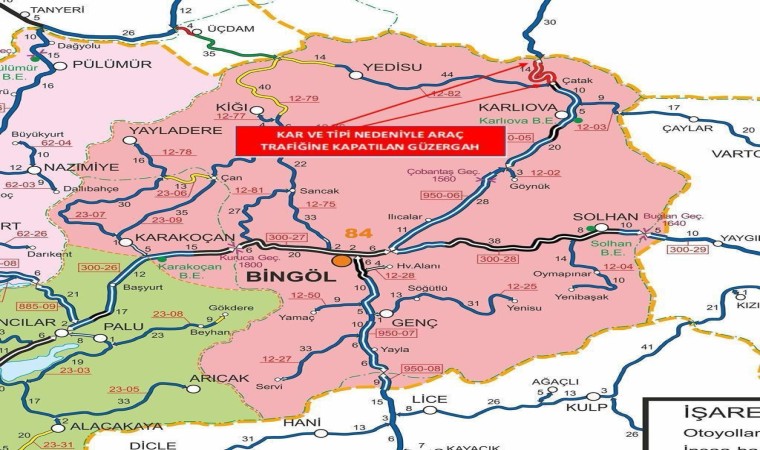 Bingöl-Erzurum karayolunun bir kısmı tır trafiğine kapandı