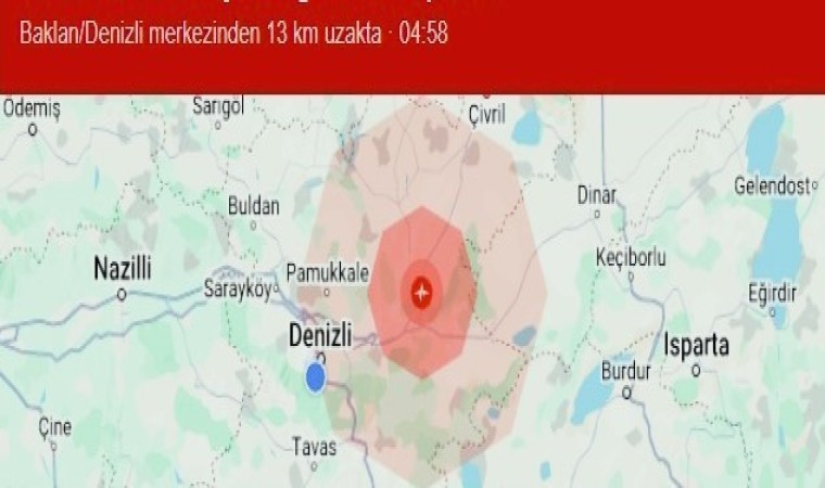 Denizlide 3.9 şiddetinde deprem meydana geldi