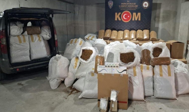 Erzincanda 2 ton 550 kg kaçak tütün ele geçirildi