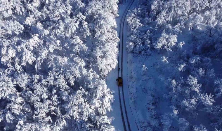 Karabükte kar manzaraları dronla görüntülendi