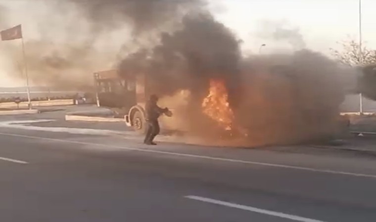 Konyada süt tankeri alevler içinde kaldı