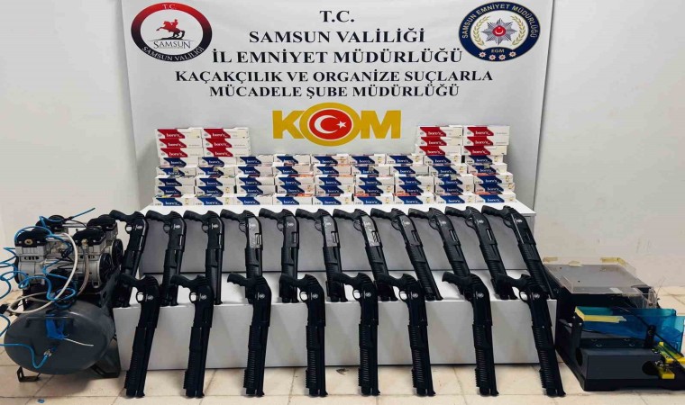 Samsunda çok sayıda ruhsatsız tüfek ve kaçak makaron operasyonu