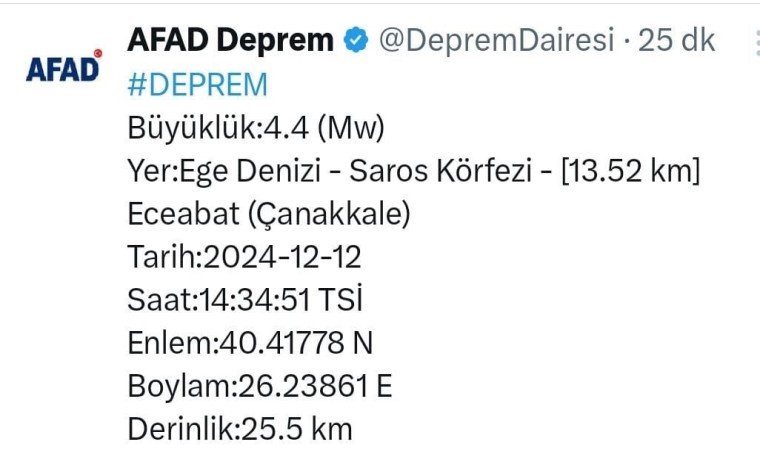 Saros Körfezindeki deprem Keşanda da hissedildi