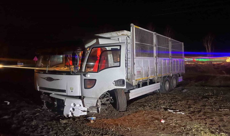 Tarlaya uçan kamyonun sürücüsü yaralandı