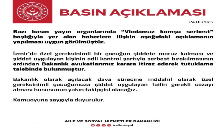 Aile ve Sosyal Hizmetler Bakanlığı avukatları vicdansız komşu için tutuklama talebinde bulundu