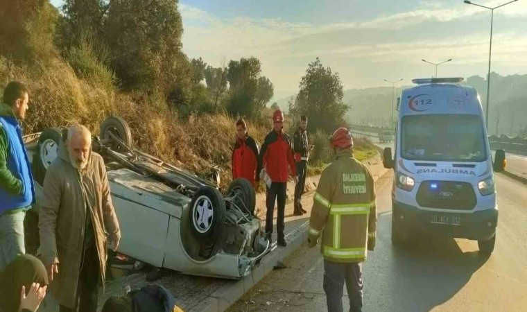 Bandırmada Fiat Tofaş otomobil takla attı