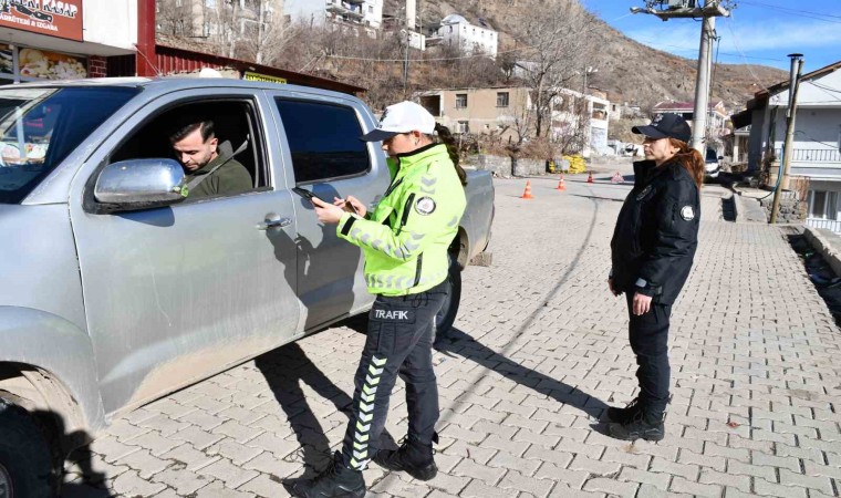 Beytüşşebapta kadın polisler ilçe giriş ve çıkışlarında rutin kontroller yaparak asayişi sağlıyor