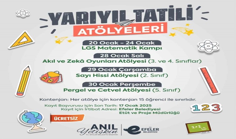 Efeler Belediyesinden çocuklara yarıyıl tatili atölyeleri