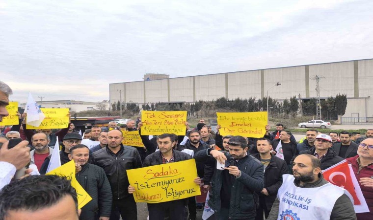 Hatayda metal işçileri karayolunu trafiğe kapatarak eylemlerini sürdürdü