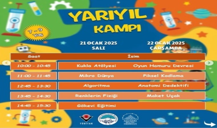 Kayseri Bilim Merkezinden verimli ve keyifli bir tatil için yarıyıl kampı