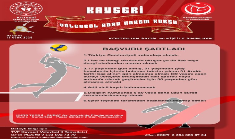 Kayseride voleybol hakem kursu başvuruları sürüyor