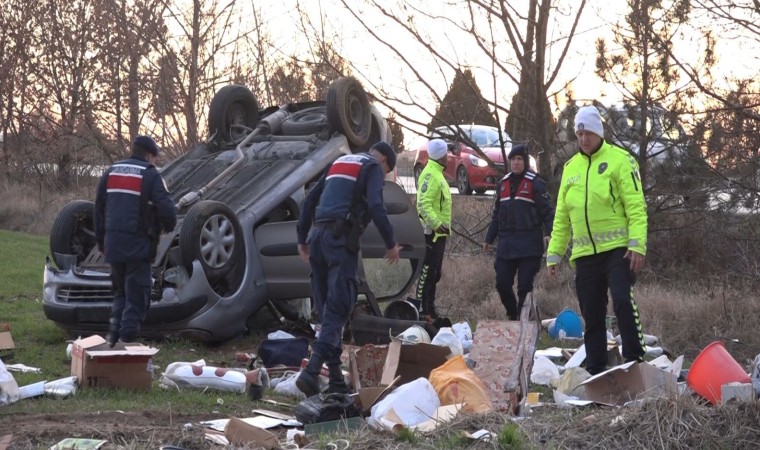 Kırklarelinde şarampole devrilen otomobilin sürücüsü hayatını kaybetti