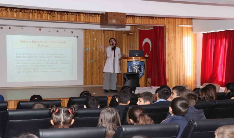 Oltuda ilkokul öğrencilerine verem haftası bilgilendirme eğitimi