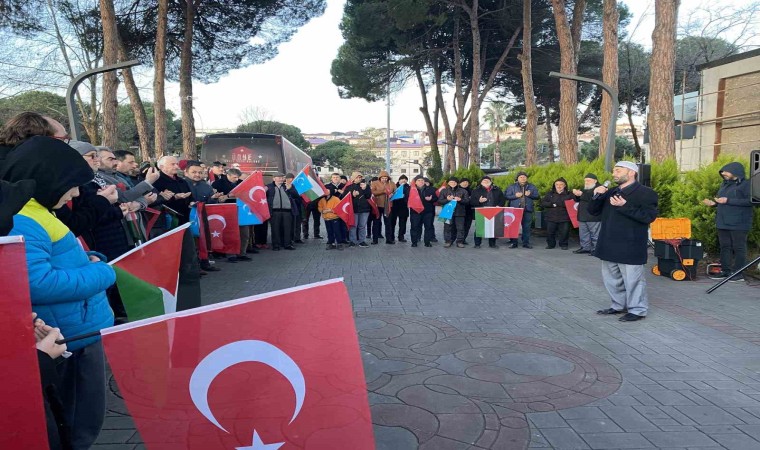 Orduda vatandaşlar yeni yılın ilk sabahında Gazze için toplandı