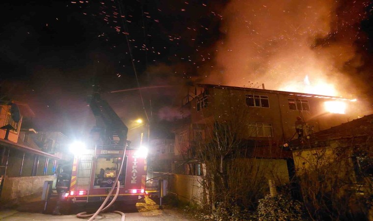 Sakaryada geceyi aydınlatan yangın: Mahalleli sokağa döküldü