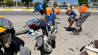 Kiliste ticari taksi ile motosiklet çarpıştı:1 yaralı