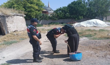 Aksaray Jandarma yaşlıların bayramını kutlayarak ihtiyaçlarını giderdi