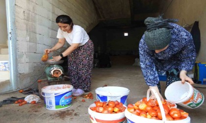 Kiliste kavurucu sıcak altında salça yapımı başladı