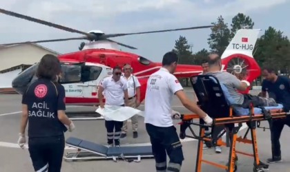 Bartında hasta helikopter hava ambulansıyla Ankaraya taşındı