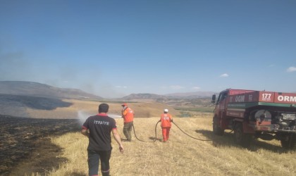 Bingölde örtü yangını ormanlık alana sıçramadan söndürüldü