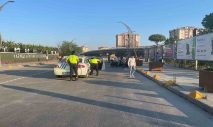 Yapımı süren yolda motosiklet devrildi: 1 ağır yaralı