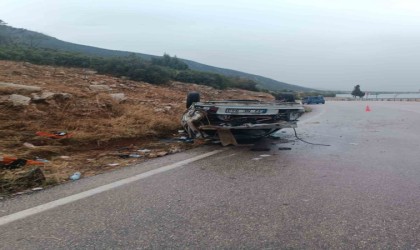 Kontrolden çıkan otomobil takla attı:1 ölü, 5 yaralı