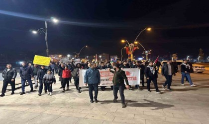 İsrailin Gazze saldırıları Ağrıda protesto edildi