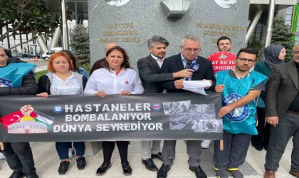 Sağlık çalışanları Gazzedeki vahşeti protesto etti