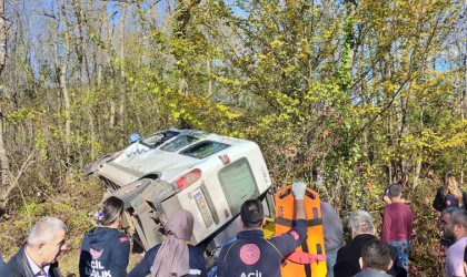 Yolcu minibüsü yoldan çıktı: 1 ölü, 11 yaralı