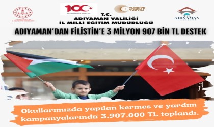 Adıyamanda ki okullardan Filistine 3 milyon 907 bin TL destek