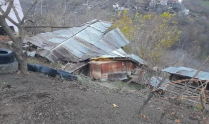 Artvin’de heyelan; ev, ahır ve samanlık çöktü, 1 inek öldü