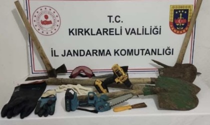 Kırklarelide kaçak kazı yapan şüpheliler yakalandı