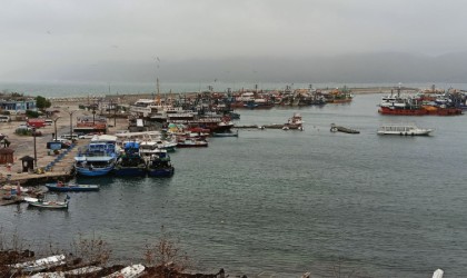 Şiddetli poyraz nedeniyle balıkçı tekneleri Amasra Limanına sığındı