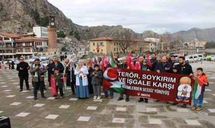 Amasyada hekim ve sağlık çalışanlarından İsraile tepki yürüyüşü