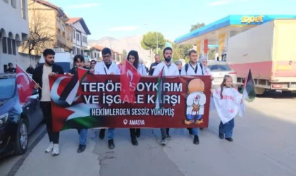 Amasya’da sağlık çalışanları Filistin için yürüdü