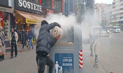 Batmanda çöp konteynerinde çıkan yangın büyümeden söndürüldü