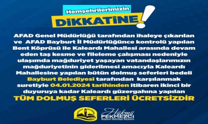 Kaleardı Mahallesine sefer yapan dolmuşlar ile ilgili duyuru