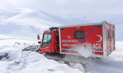 Rahatsızlanan 4 kardeş, karlı yolun açılması ile hastaneye götürüldü