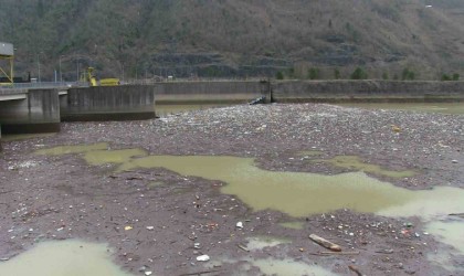 Artvindeki sel Muratlı Baraj Gölünü çöplüğe çevirdi