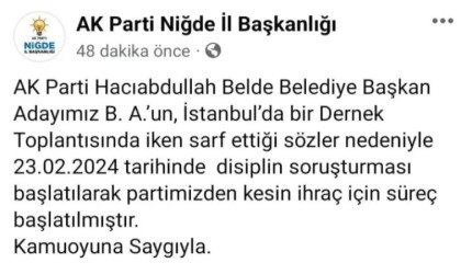 Jandarma komutanına küfür eden AK Partili aday için ihraç süreci başladı