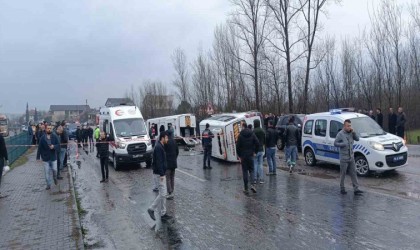 Bartında işçi servisleri kaza yaptı: 1 ölü, 15 yaralı