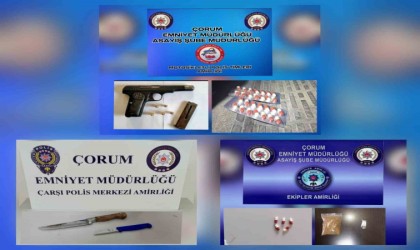 Çorum polisinden şok denetim: Onlarca silah ele geçirildi