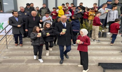 Sorgunda minik eller gelecek için fidan dikti