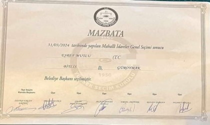 Güroymak Belediye Başkanı seçilen Eşref Mutlu mazbatasını aldı