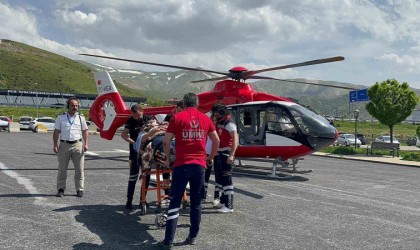 Arıların soktuğu hasta ambulans helikopterle Tatvana sevk edildi