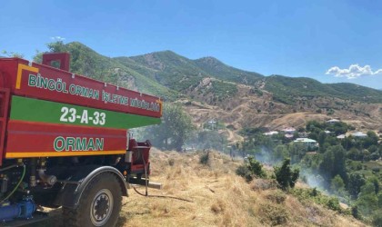 Bingölde kırsal alanda çıkan yangın ormana sıçramadan söndürüldü